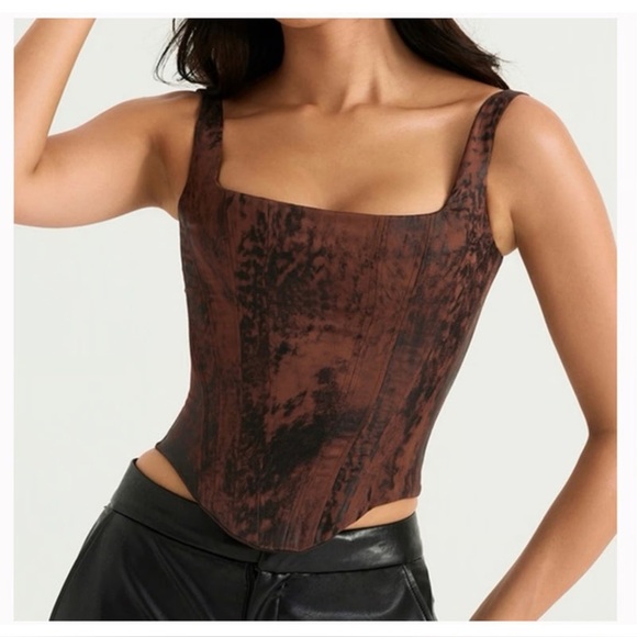 House of CB Tops - NEW HOUSE OF CB Rafa Satin Longline Corset Top- Rust (size M)